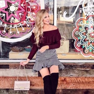 Wayf off the shoulder ruffle Sweater